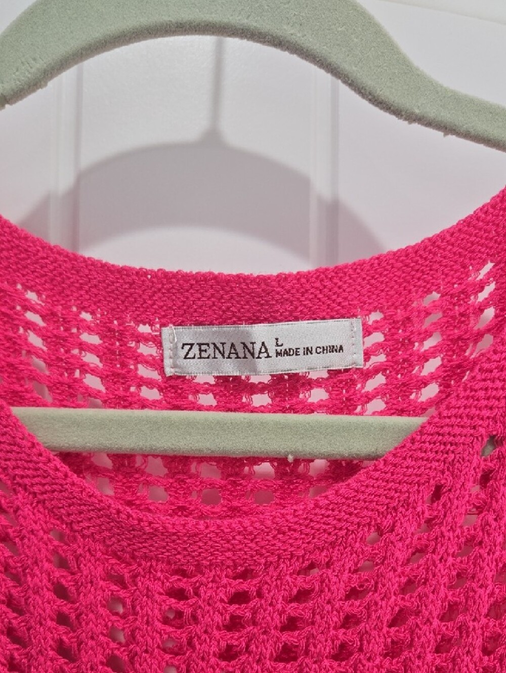 Zenana Bright Pink Open-Knit Women's Sweater - Picture 2 of 2